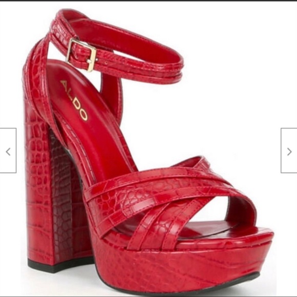 ALDO Dwaurith Red Platform Open Toe Heels - Picture 3 of 12